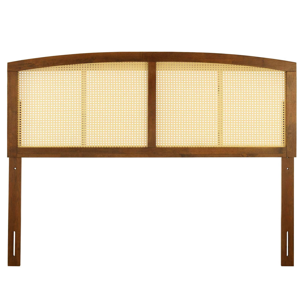 Modway Halcyon Cane Woven Rattan Full Headboard In Walnut