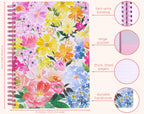 Steel Mill & Co Cute Floral Mini Spiral Notebook, 8.25' X 6.25' Journal With Durable Hardcover And 160 Lined Pages, Summer Gar