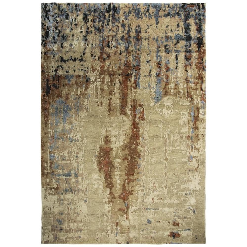 Noble 10' X 14' Abstract Beige Rust/Gray/Rust/Blue Hand Knot Area Rug