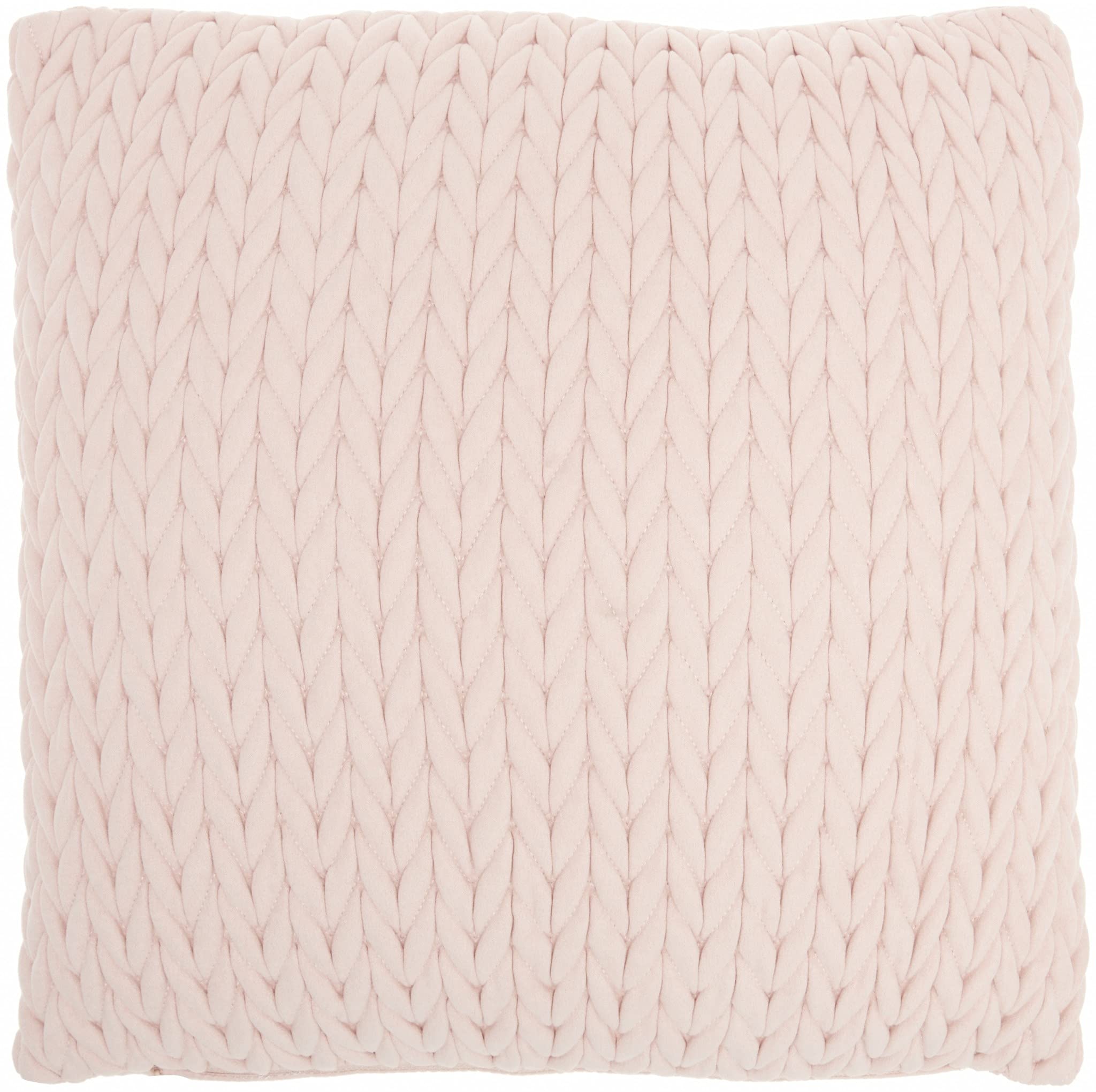 HomeRoots 100% Polyester Blush Pink Chunky Braid Throw Pillow