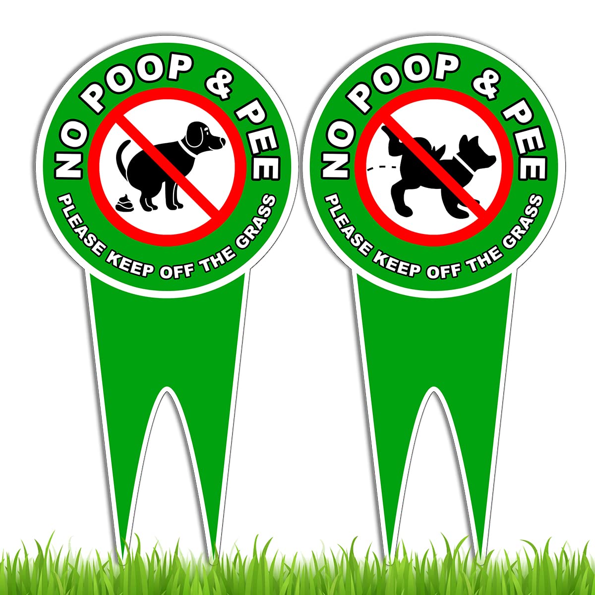 2 Pc No Dog Poop Signs For Yard - 12X6 Double Sided Dibond No Pooping Dog Signs For Yard - Keep Off Grass Sign - No Dogs Allowed