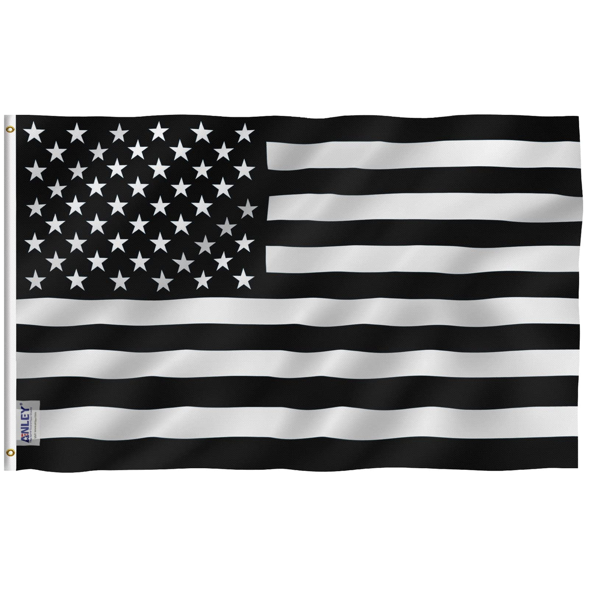 Anley Fly Breeze 3X5 Foot Black And White American Flag - Vivid Color And Fade Proof - Canvas Header And Double Stitched - Reces