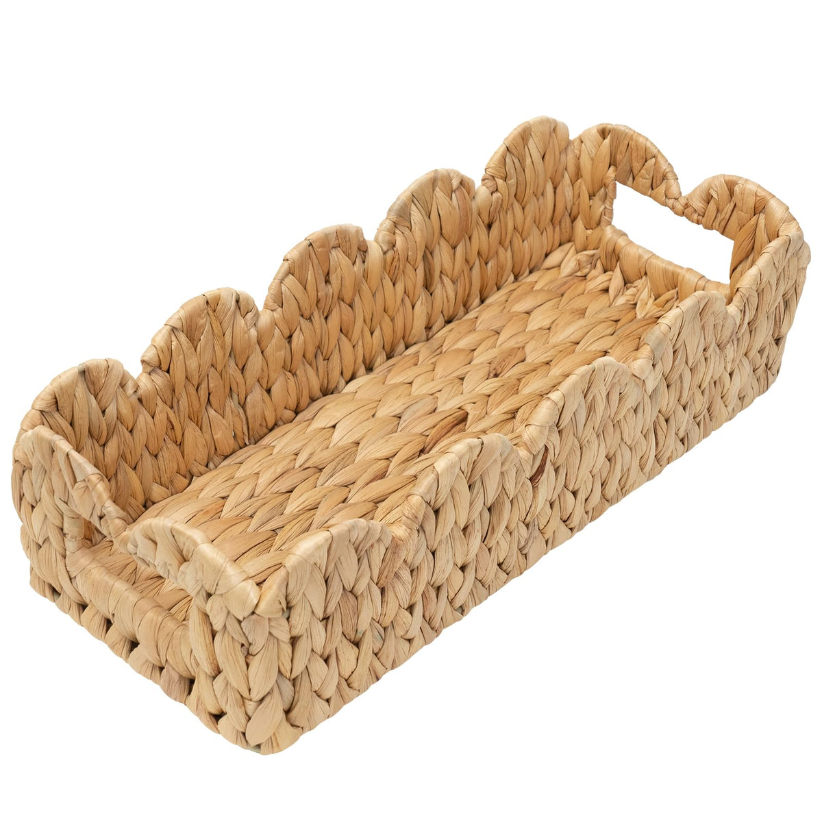 Coeusy Toilet Tank Basket for Bathroom,Scalloped Edge Wicker Basket for Toilet Paper Storage,Small Baskets for Countertop,Shelve
