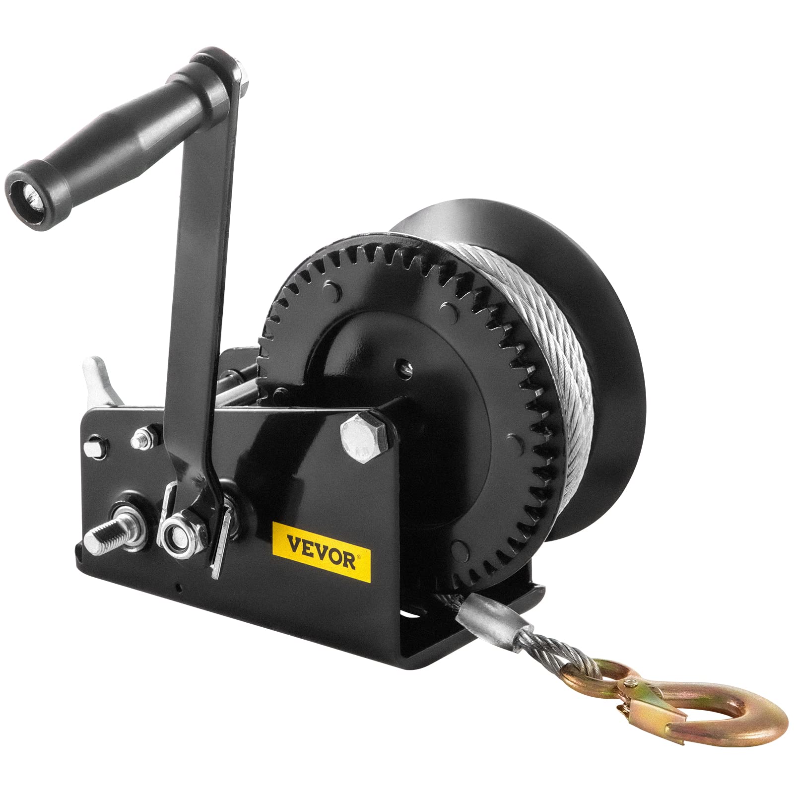 VEVOR Rope Crank, 3500 LBS Capacity Heavy Duty Hand Winch with 10 m(32.8 ft) Wire Cable and Alloy Hook, w/ 2-Gear Two-Way Manual