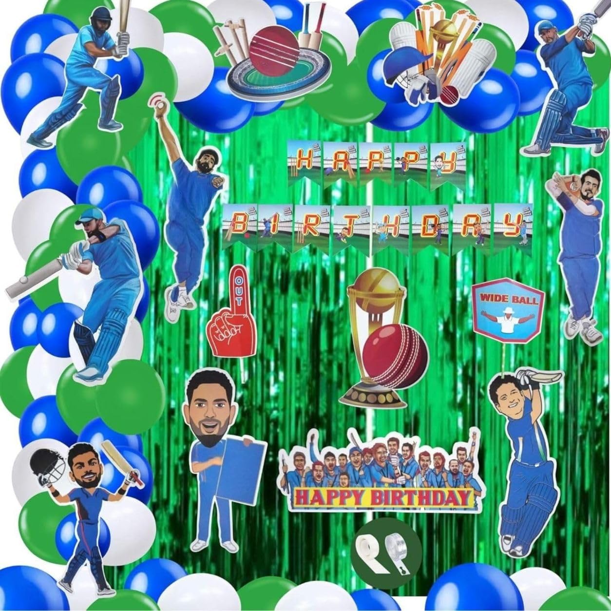 Fi  Flick In Cricket Birthday Decorations For Boys 79 Pcs Cricket Theme Happy Birthday Decoration(Pack Of 79 , Multicolor)