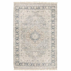 HomeRoots 509469 10 x 13 ft. Beige & Gray Oriental Hand Loomed Stain Resistant Rectangle Area Rug with Fringe