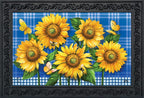 Briarwood Lane Blue Sunflowers Summer Doormat Plaid Floral Indoor Outdoor 30' X 18'