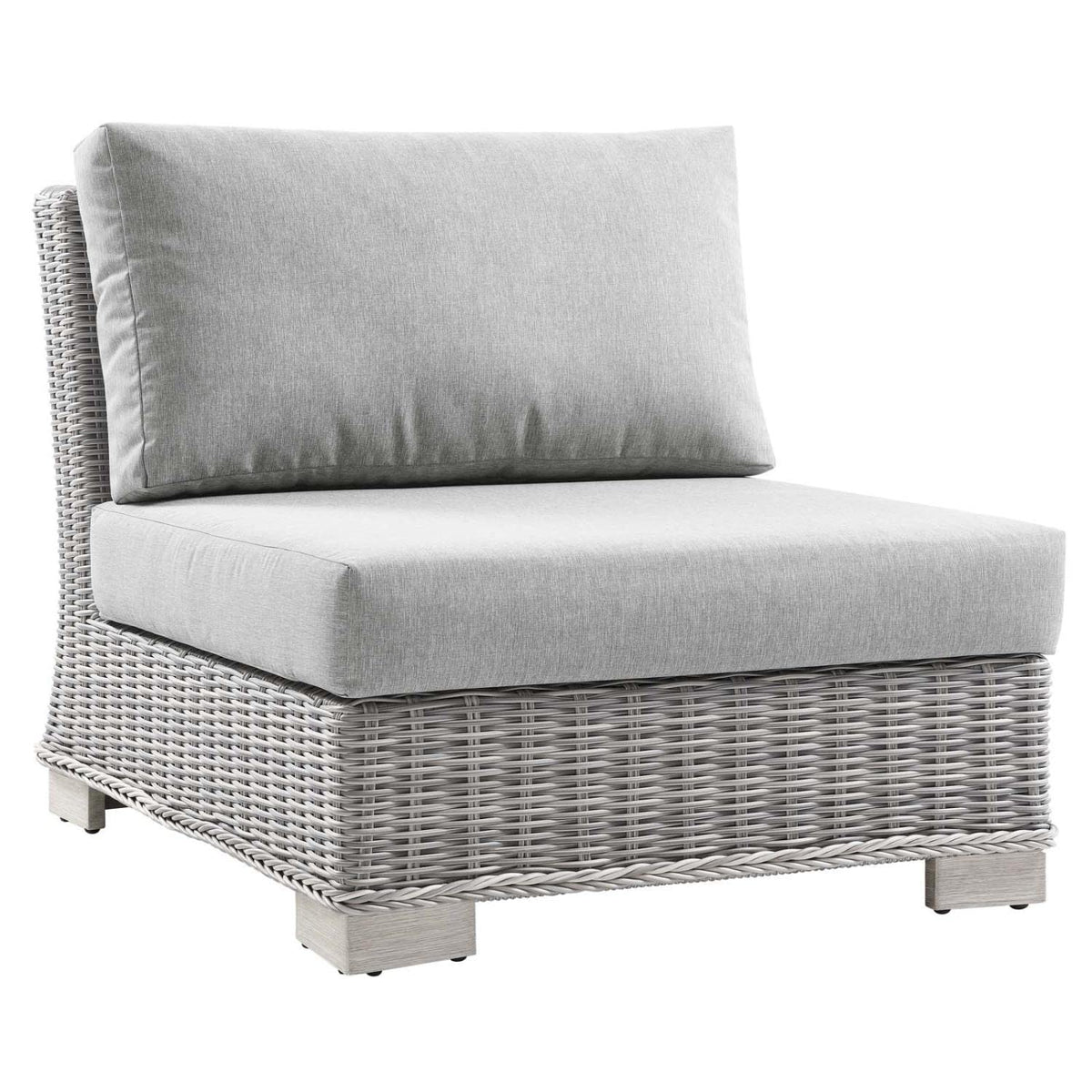 Conway Outdoor Patio Wicker Rattan Armless Chair in Light Gray Gray