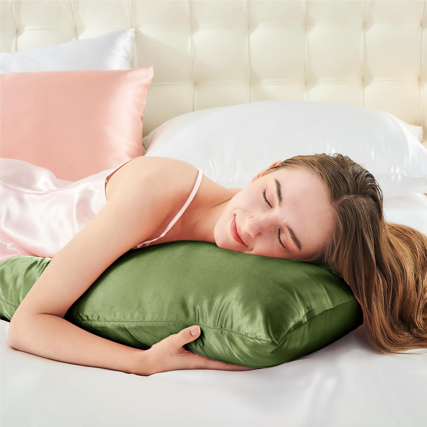 Bedelite Satin Silk Body Pillow Pillowcase For Hair And Skin, Premium And Silky Cedar Green Long Body Pillow Case Cover 20X54 Wi