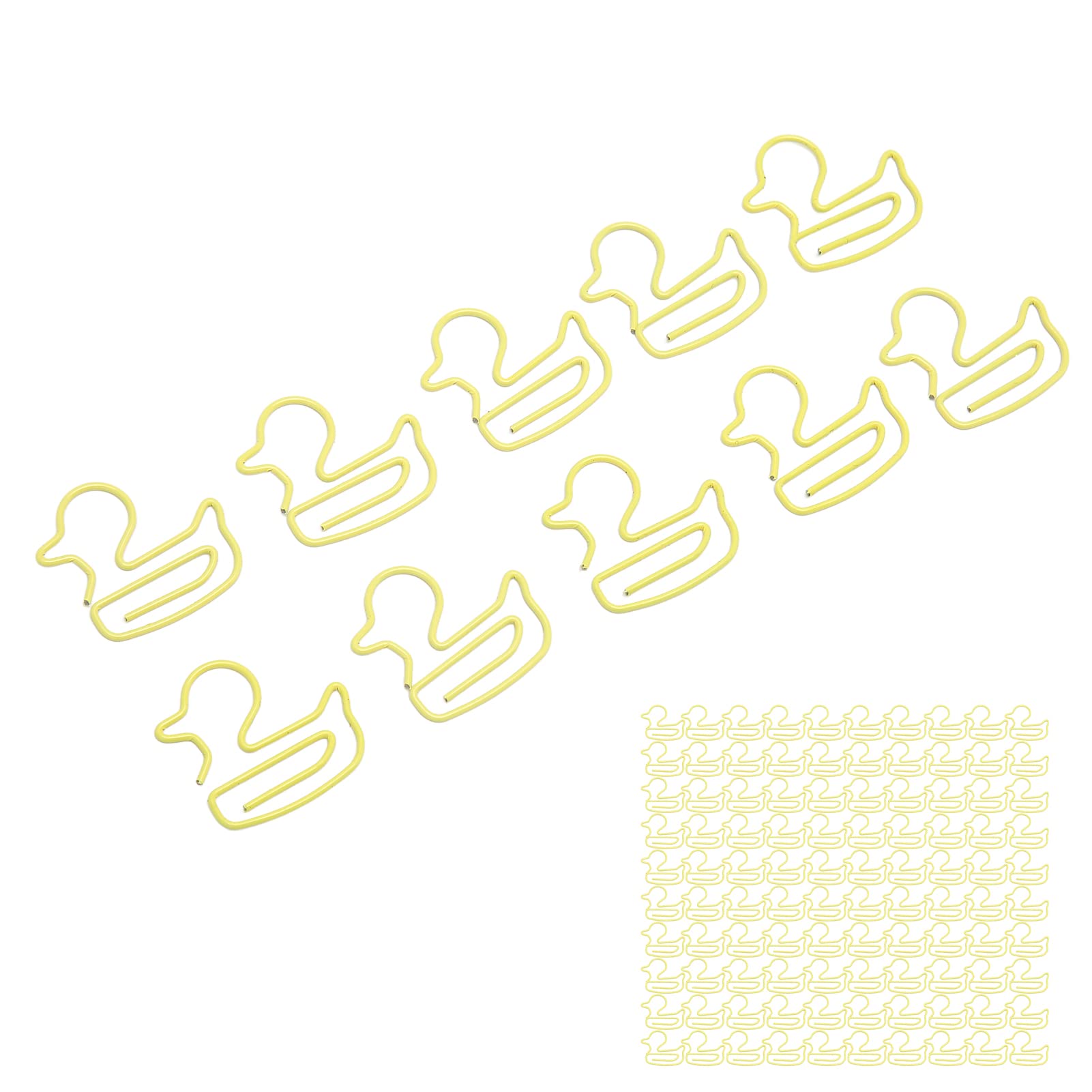 100 Pcs Yellow Duck Shaped Paper Clips Metal Cute Fashion Paper Clips For Students Kids Teachers