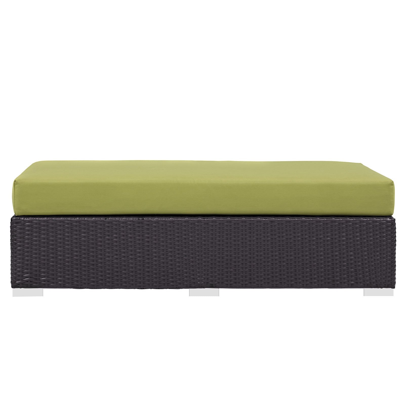 Modway Convene Wicker Rattan Outdoor Patio Rectangle Ottoman in Espresso Peridot