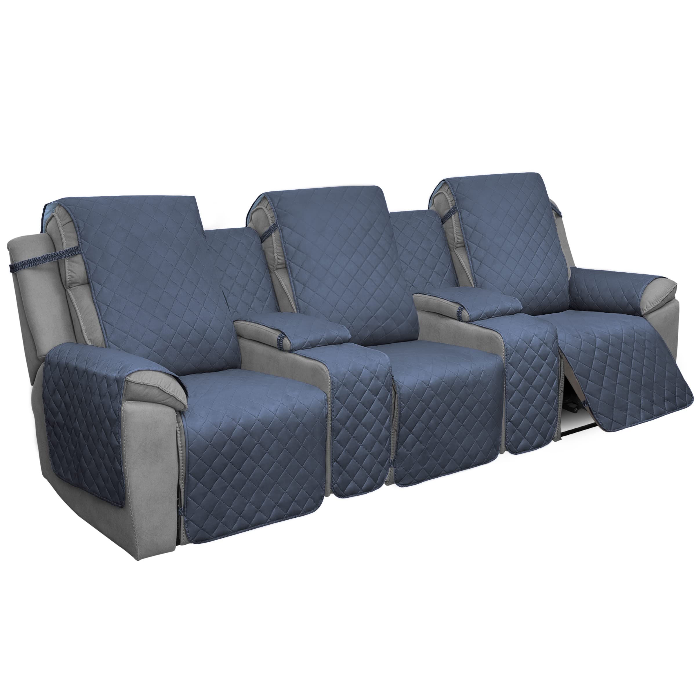 Easy-Going Recliner Sofa Cover with Console, Reversible Couch Cover for Living Room, Split Sofa Cover for Each Seat with Elastic