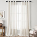 Natural Linen Sheer Curtains 102 Inches Long For Living Room Grommet Light Filtering Window Curtain 102 Inch Length 2 Panels Set