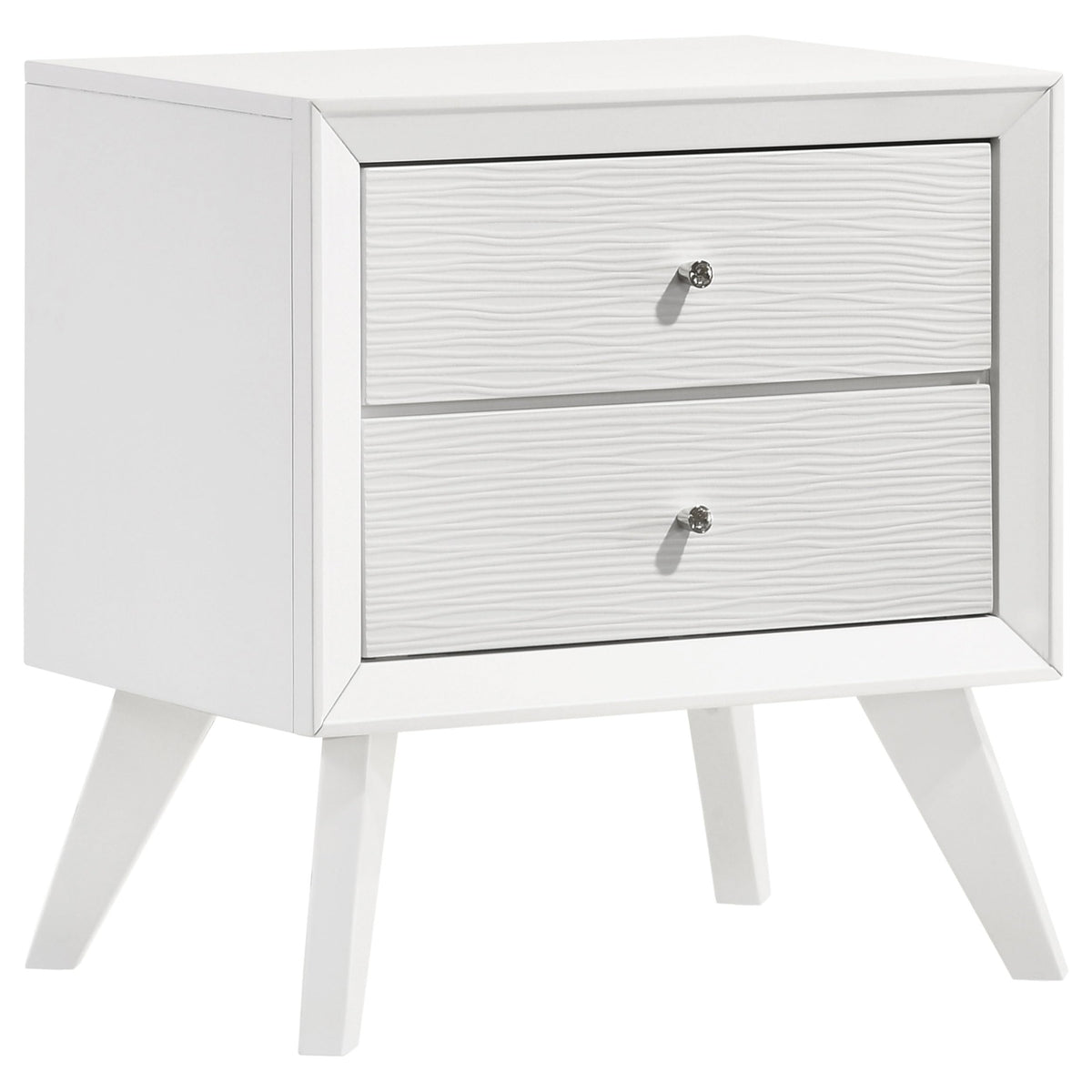 Coaster Home Furnishings Janelle Mid-Century Modern Engineered Wood 2-Drawer Bedroom Nightstand Bedside Table Organizer Unit White 223652