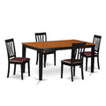 East West Furniture NIAN5-BCH-LC 5 Piece Kitchen Set for 4 Includes a Rectangle Dining Room Table with Butterfly Leaf and 4 Faux Leather Upholstered Chairs, 36x66 Inch, Black & Cherry