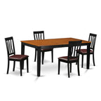 East West Furniture NIAN5-BCH-LC 5 Piece Kitchen Set for 4 Includes a Rectangle Dining Room Table with Butterfly Leaf and 4 Faux Leather Upholstered Chairs, 36x66 Inch, Black & Cherry