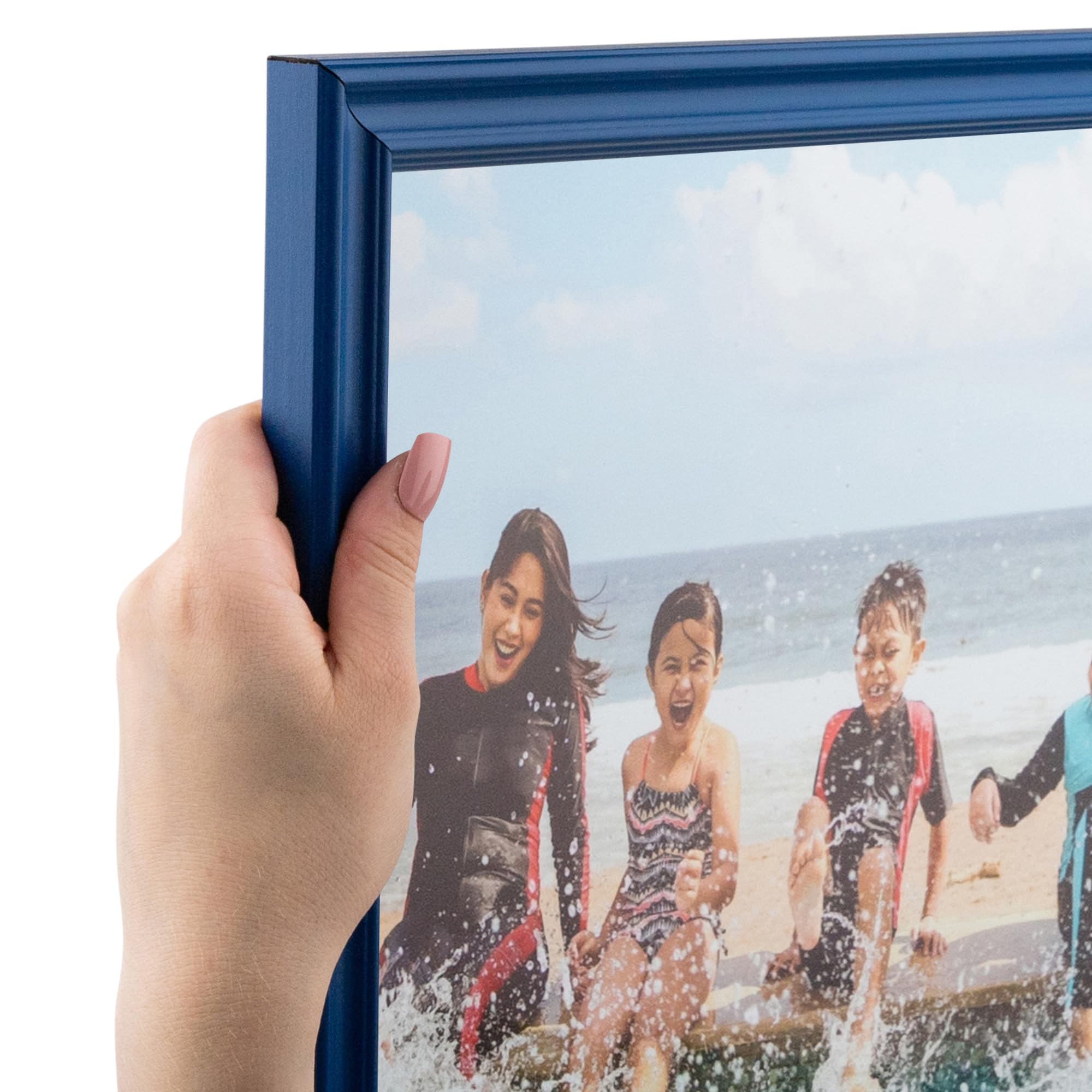 ArtToFrames 8x10 Inch Blue Picture Frame, This 9.5 Inch Custom Poster Frame is Blue - Comes with Regular Glass and 1 Backing (3-