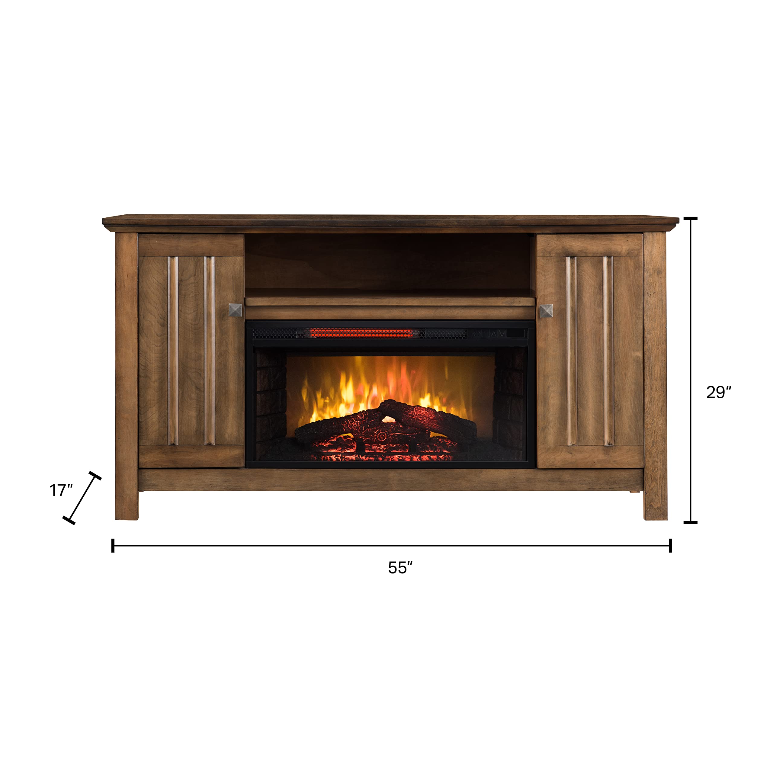 Os Home Model 5542 Infrared Electric Fireplace Media Console With 28 Inch Landscape Insert Featuring A 1500 Watt, 5100 Btu Infrared Heater With Push Button Led Readout Remote Control