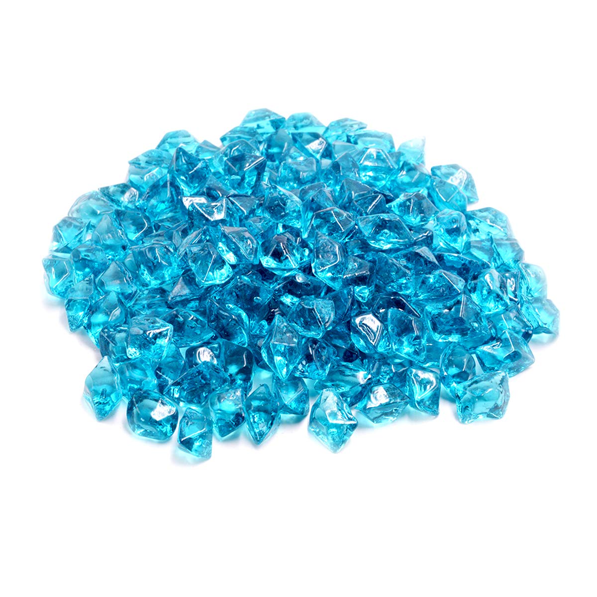 Skyflame 10-Pound Polygon Fire Glass For Fire Pit Fireplace Landscaping,1/2-Inch, Aqua Blue