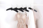 Amber Home 5 Pack 17 Inch Large Black Satin Padded Hangers For Women Clothing, Anti Slip Cushioned Hangers For Sweaters, Silk Ha