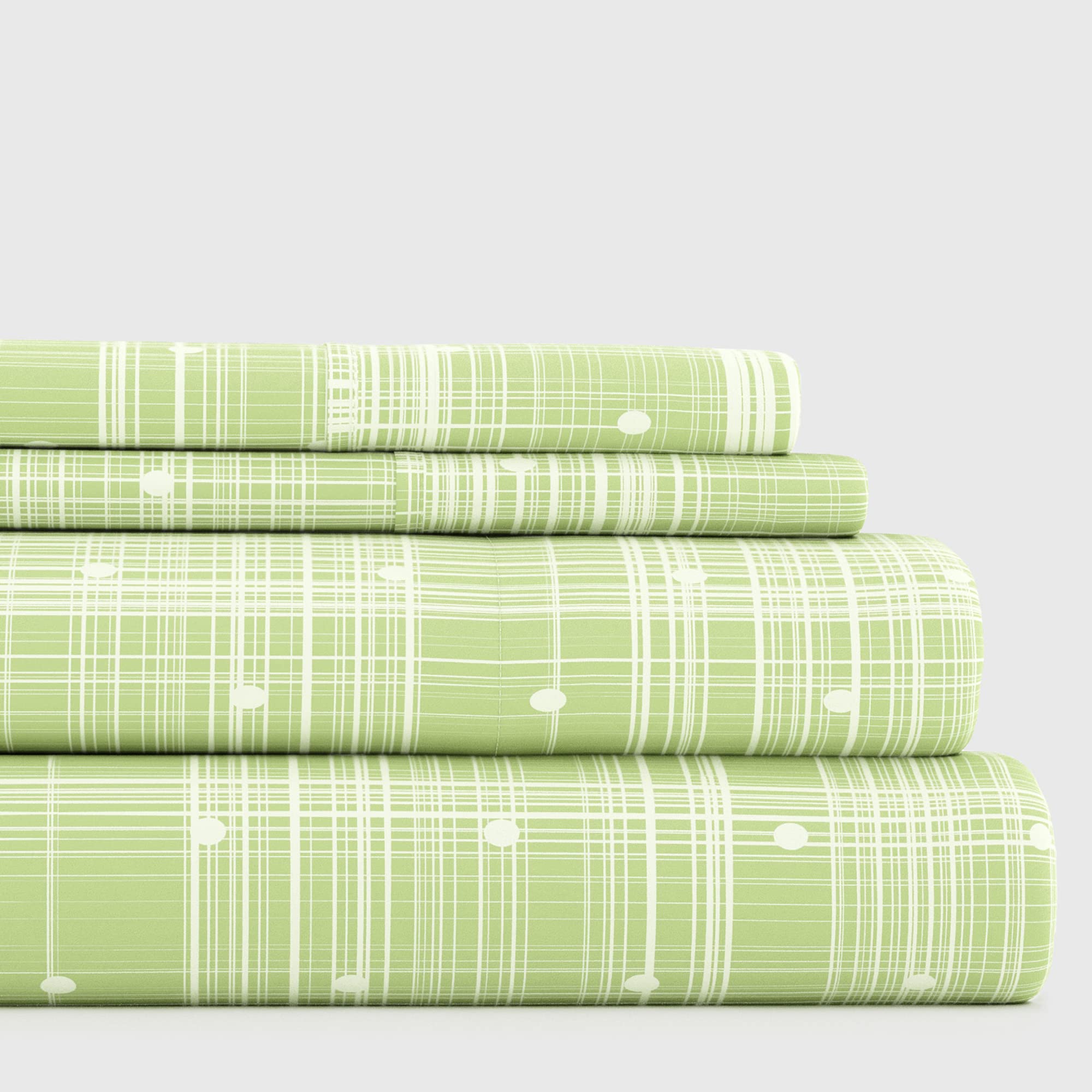 Linen Market 4 Piece Sheet Set Patterned, California King, Polkadot Moss