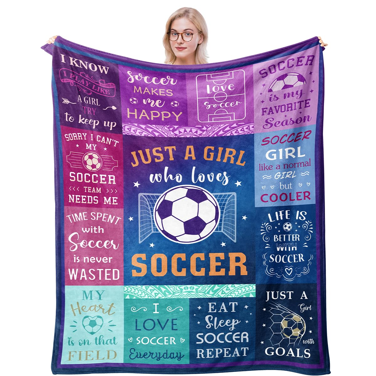 Solzien Soccer Gifts Blanket 50'X60', Soccer Gifts For Girls, Girls Soccer Gifts, Soccer Coach/Team Gifts, Soccer Player Gifts