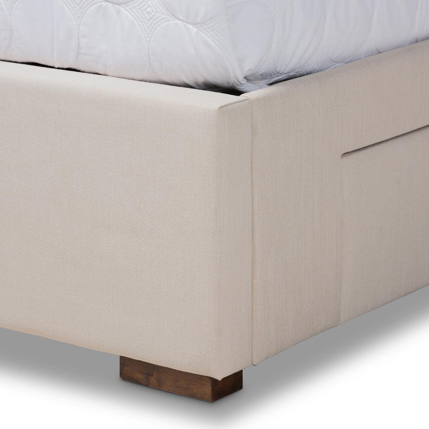 Baxton Studio Leni Modern and Contemporary Beige Fabric Upholstered 4-Drawer King Size Platform Storage Bed Frame