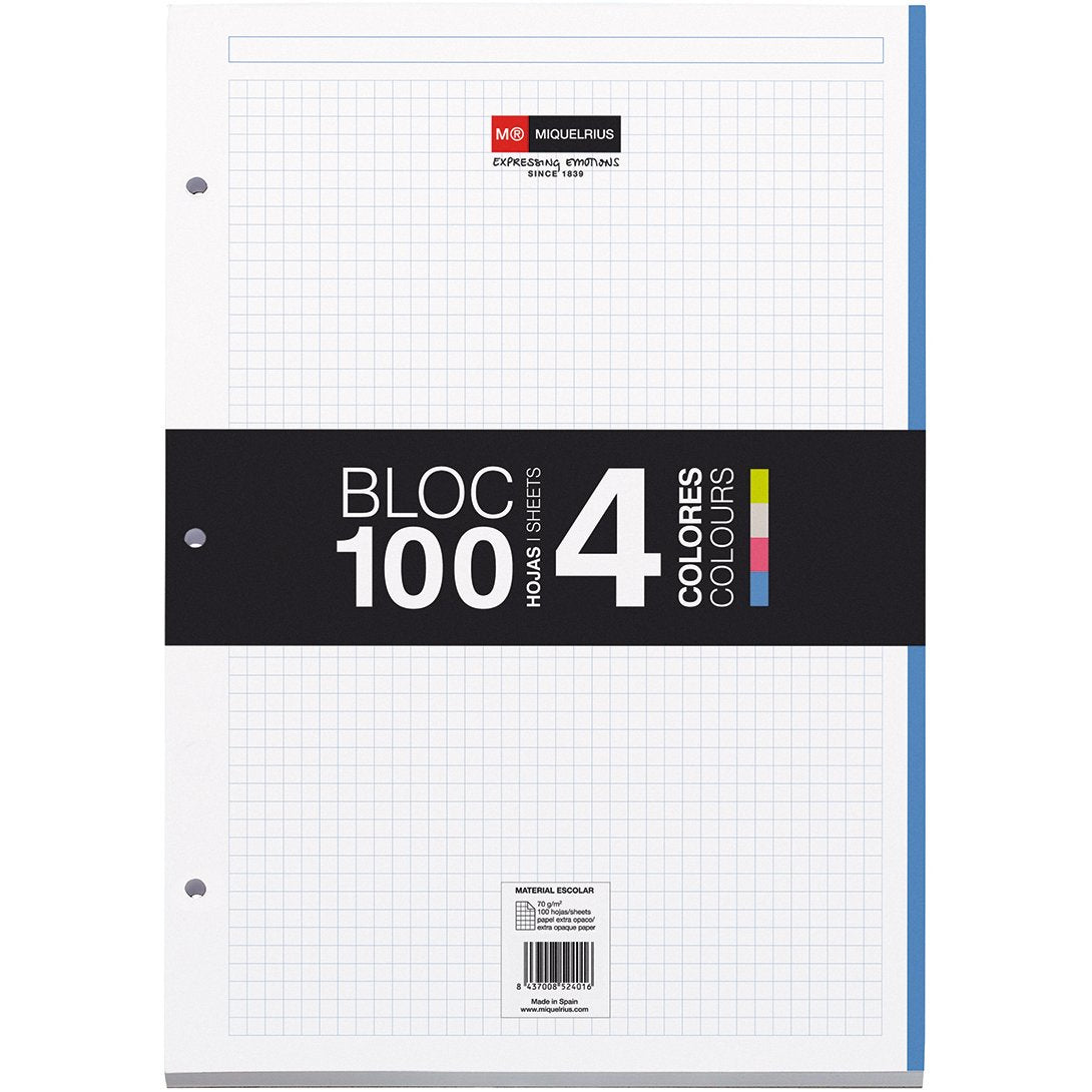 Miquelrius Notebook Filler Paper, 8.5 X 11, 4-Subject Grid/Graph Pages, (100 Sheets/200 Pages)