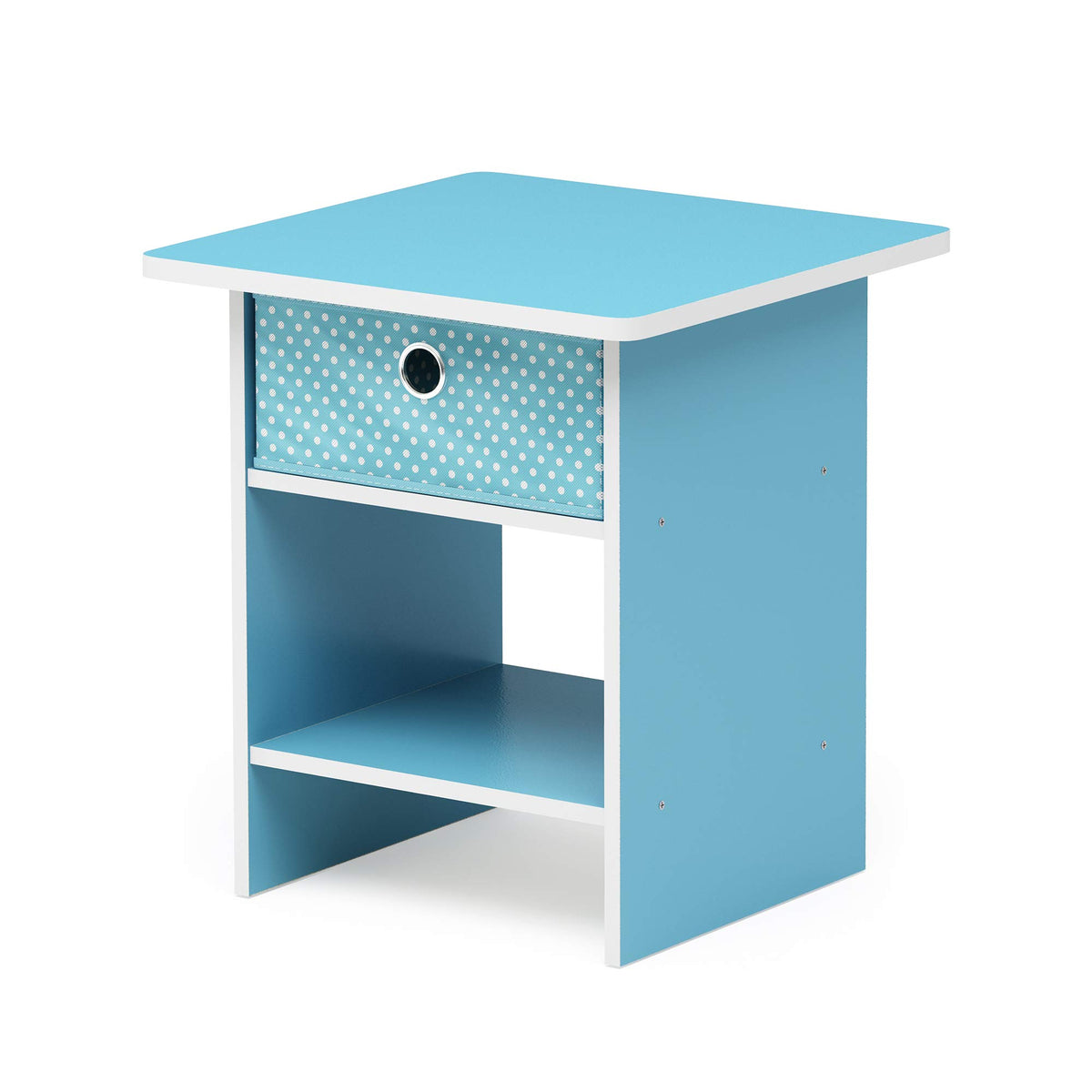 Furinno Dario End Table / Side Table / Night Stand / Bedside Table With Bin Drawer, 1-Pack, Light Blue/Light Blue