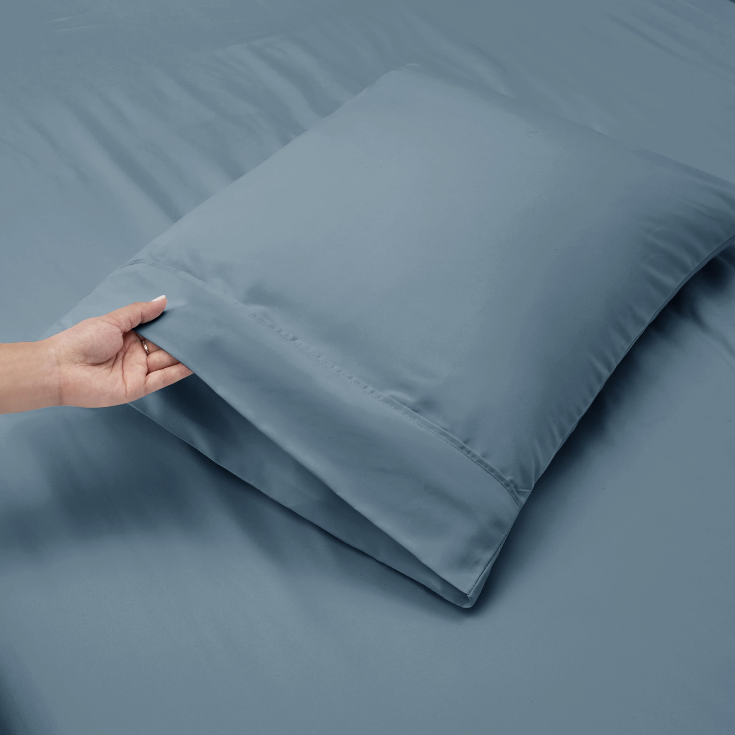 Nestl Extra Deep Pocket Sheets - Fits Mattress 18-24 Inches Deep, Extra Deep Pocket Queen Sheets Sets, 4 Piece Queen Size Sheets, Queen Sheets Deep Pocket, Stone Blue