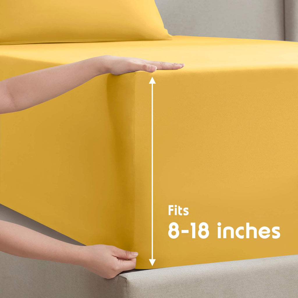 Nestl Twin Sheets Set - 3 Piece Twin Bed Sheets, Deep Pocket, Hotel Luxury, Extra Soft, Breathable And Cooling, Yellow Sheets For Twin Size Mattresses