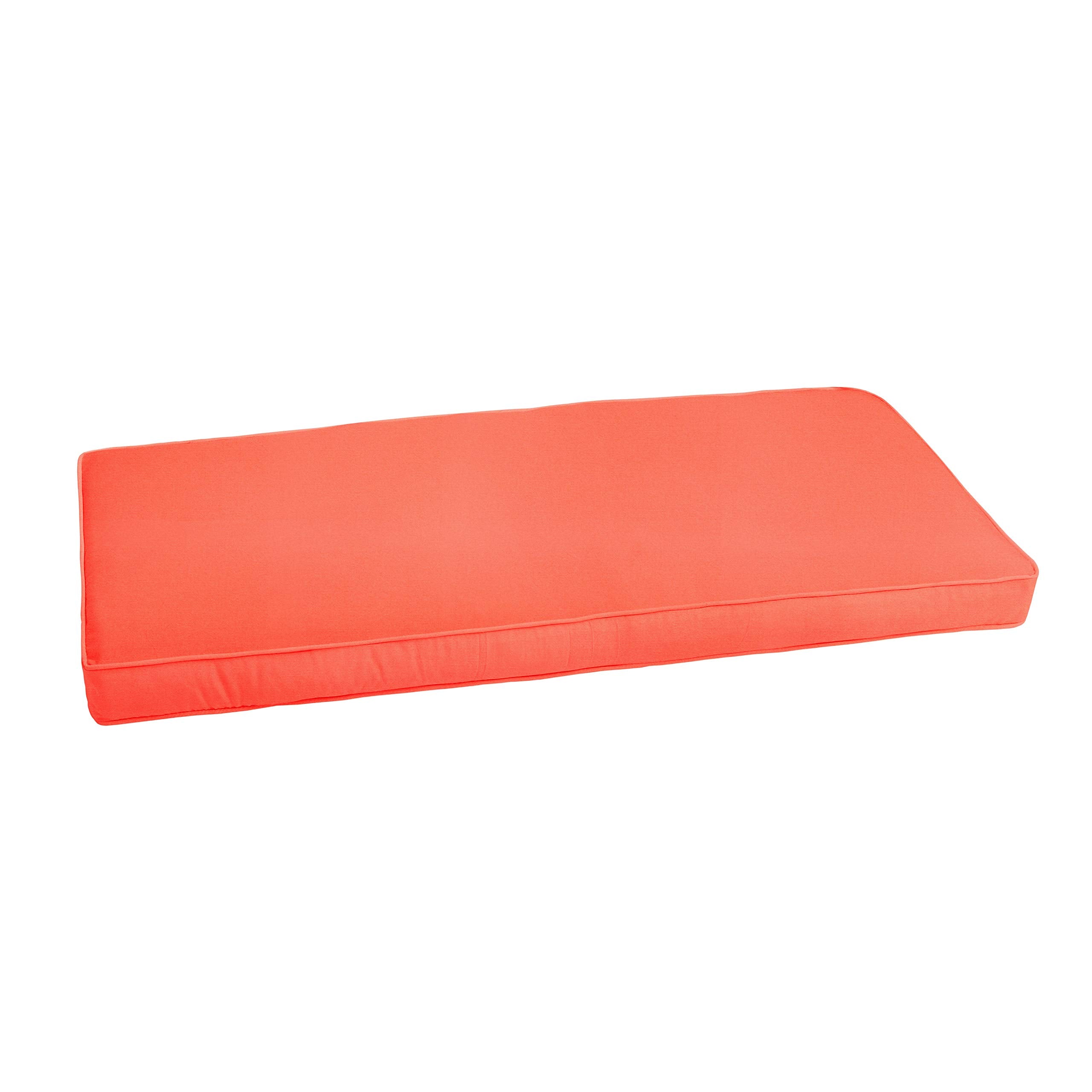 Sorra Home Sunbrella Corded Bench Cushion, 1 Count (Pack Of 1), Canvas Melon Coral