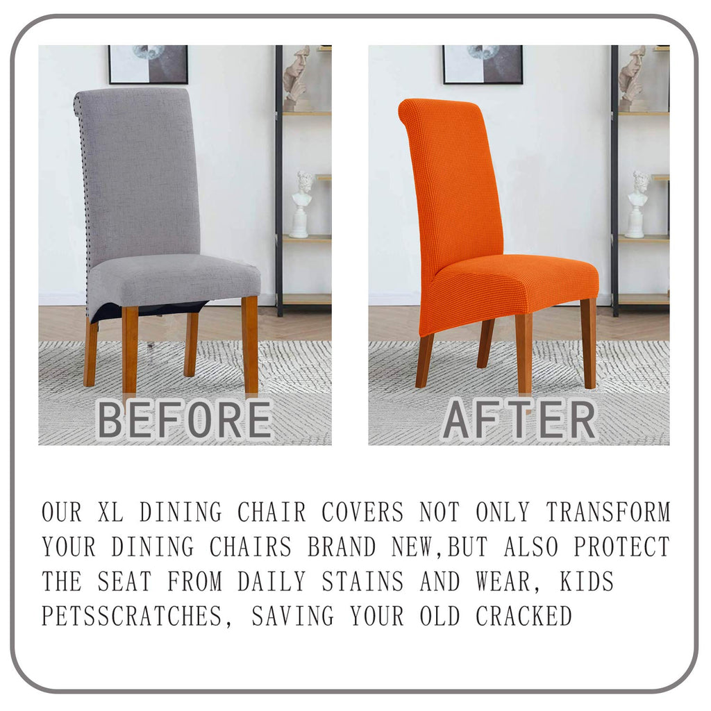 Deisy Dee Stretch Xl/Oversized Soft Spandex Extra Large Dining Room Chair Covers For Kitchen Dining,Removable Washable Chair Protectors Slipcovers (Orange, 2)