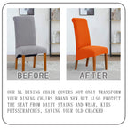 Deisy Dee Stretch Xl/Oversized Soft Spandex Extra Large Dining Room Chair Covers For Kitchen Dining,Removable Washable Chair Protectors Slipcovers (Orange, 2)