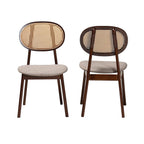 Baxton Studio Darrion Mid-Century Fabric Dining Chair, Grey/Walnut Brown/Light Brown, 2/Set (234-2P-13291-HT)