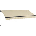 Outsunny 12' X 10' Retractable Awning, Patio Awning Sunshade Shelter With Manual Crank Handle, 280Gsm Uv Resistant Fabric And Al