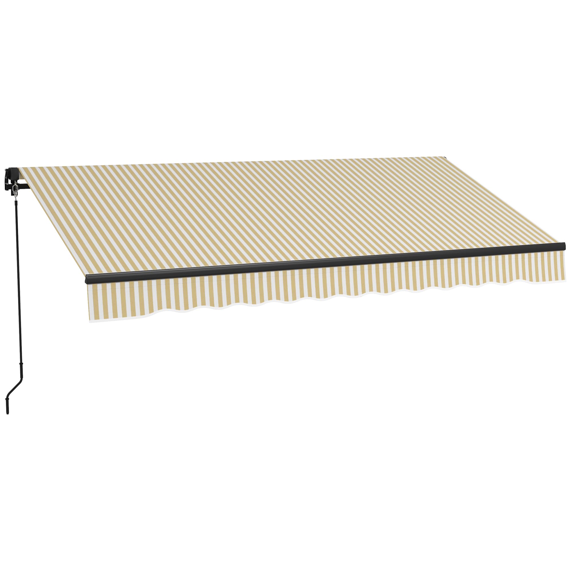 Outsunny 12' X 10' Retractable Awning, Patio Awning Sunshade Shelter With Manual Crank Handle, 280Gsm Uv Resistant Fabric And Al