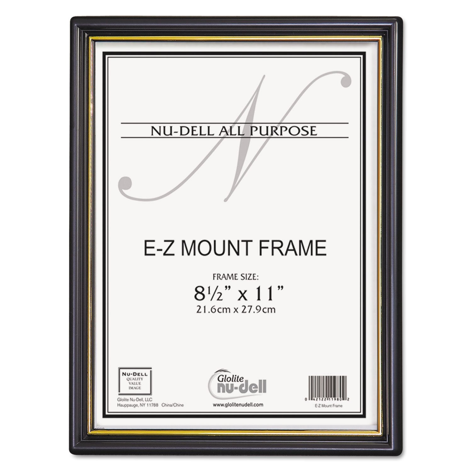 Nudell (18) 8.5 x 11 Economy EZ Mount Document Frame with Plastic Face VALUE PACK, Black w/ Gold Trim,18 Pack,11818