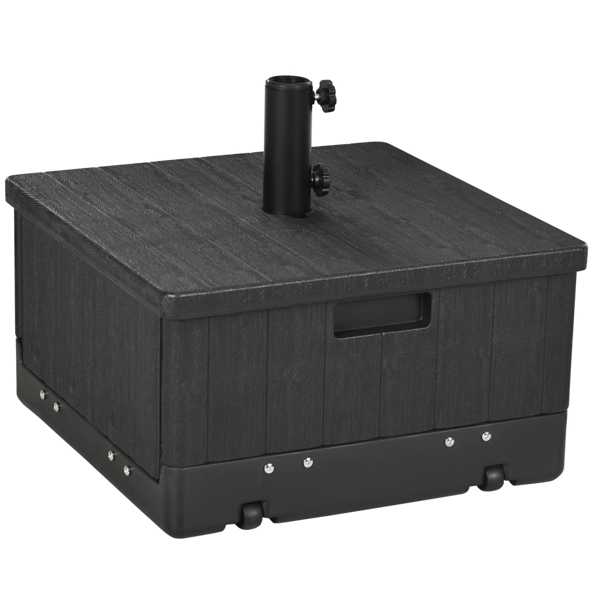 Outsunny 3-In-1 Outdoor Umbrella Base, Coffee End Table, Flower Box Planter, 175Lbs Capacity Patio Umbrella Stand Table With Whe