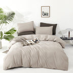 CLOTHKNOW Beige Coffee Full Comforter Set 3Pcs Khaki Bedding Comforter Sets Oatmeal Comforter Full Size Soft Cream Coffee Full S