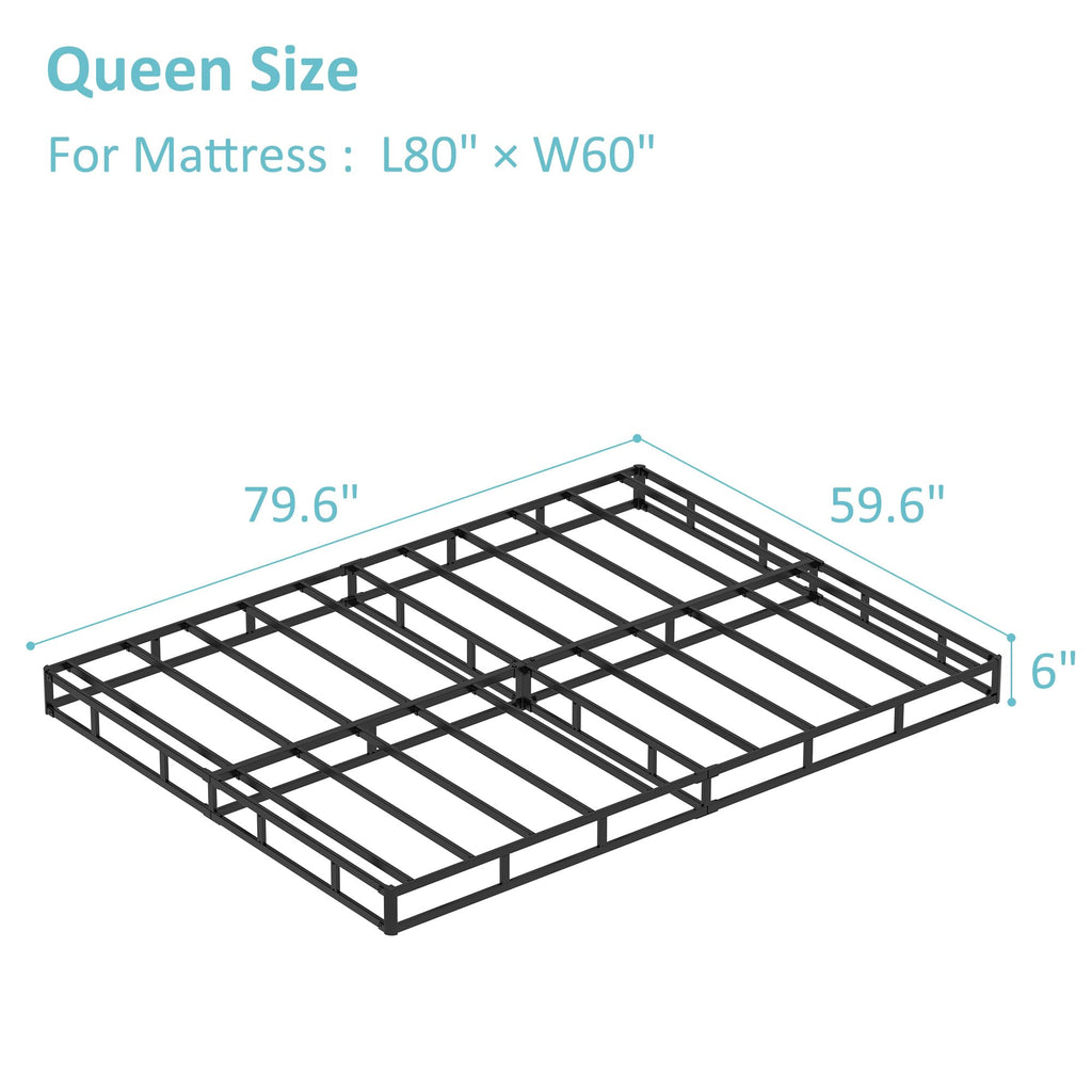 Upcanso Box Spring For Queen Bed Bed Base 6 Inch, Low Profile Metal Queen Box Spring With Fabric Cover, 3000 Lbs Max Weight Capacity Mattress Foundation, Noise-Free, Easy Assembly