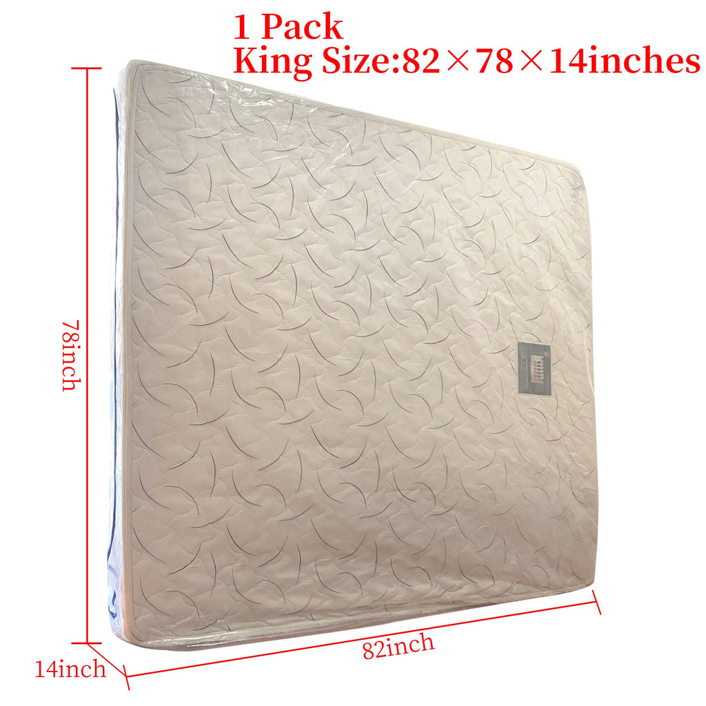 Juneshe King Mattress Bag For Moving And Storage Cover -5 Mil Zipper Plastic Waterproof Mattress Storage Bag 82X78X14 Inches,1 P