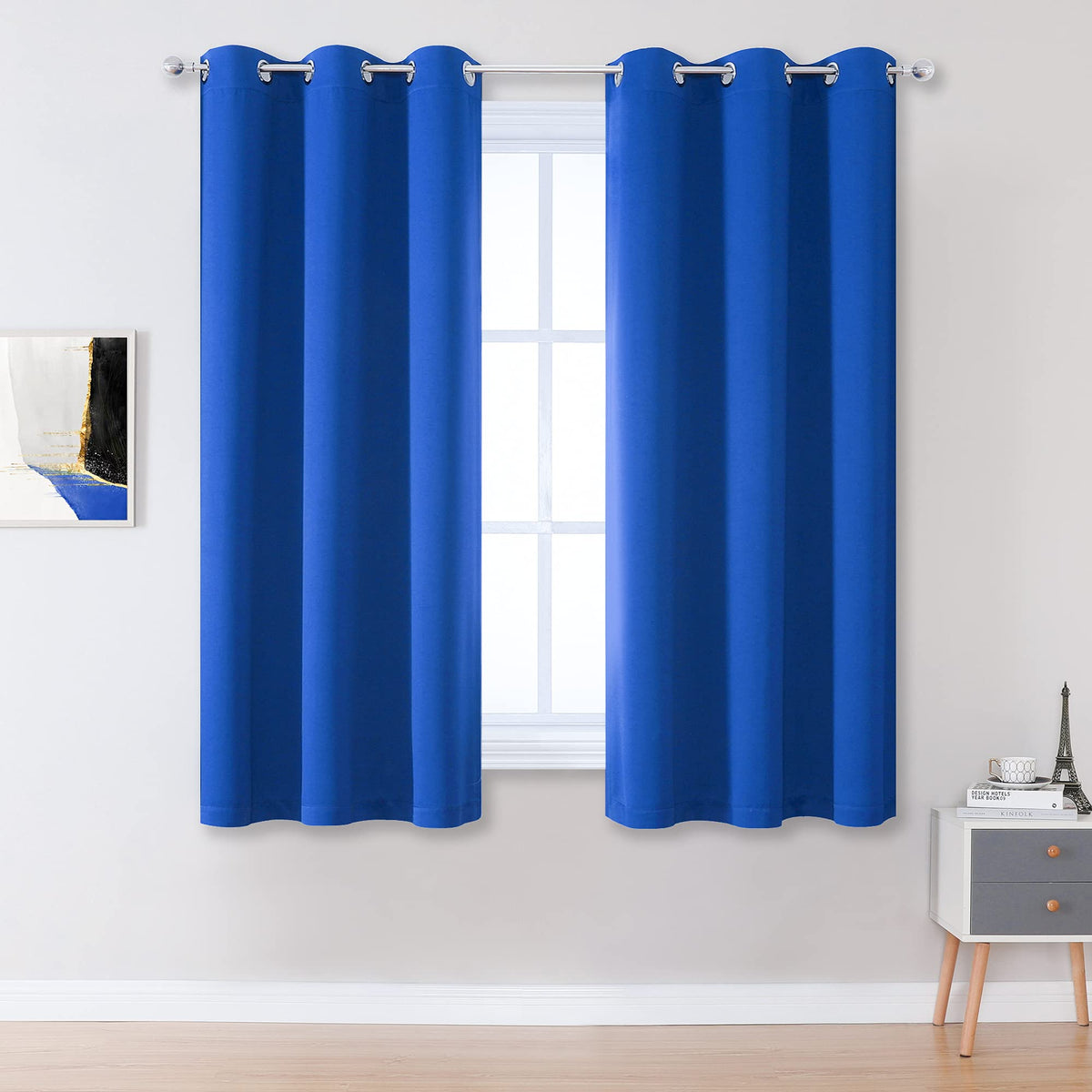Dualife Royal Blue Curtains For Living Room 54 Inch Length Solid Energy Efficient Room Darkening Bedroom Curtains Thermal Insula