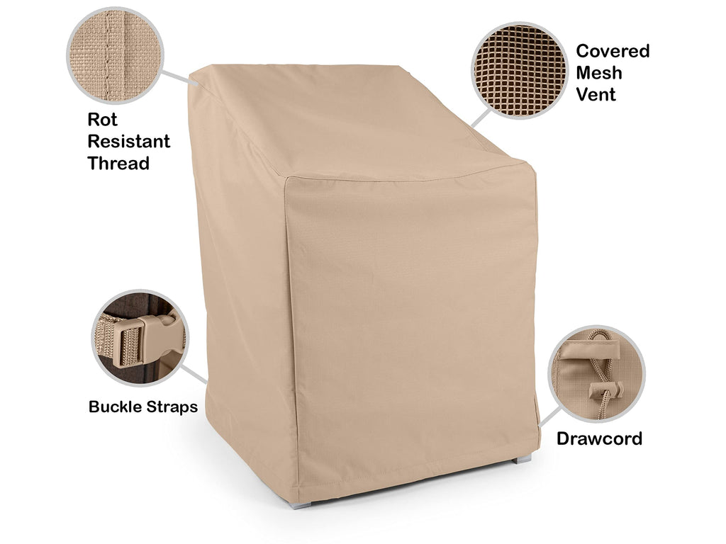Covermates Outdoor Chair Cover - Heavy-Duty Polyester, Weather Resistant, Drawcord Hem, Seating And Chair Covers, 32W X 32D X 35H, Ripstop Tan