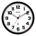 Sharp Atomic Analog Wall Clock - 12 Black Stylish Frame - Sets Automatically- Battery Operated - Easy to Read - Easy to Use - Mo