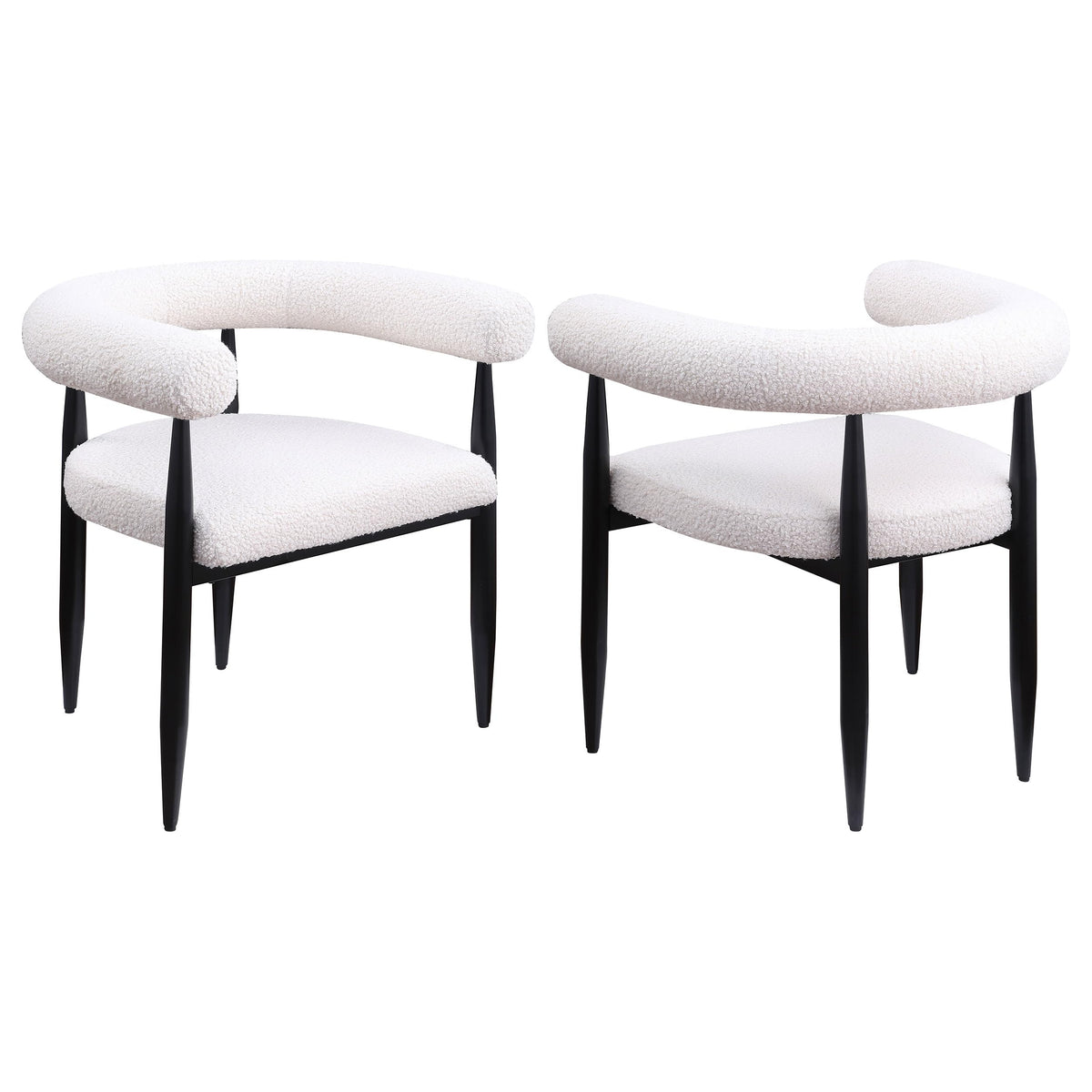 Coaster Home Furnishings Camden Boucle Upholstered Dining Arm Chair Cream (Set of 2)