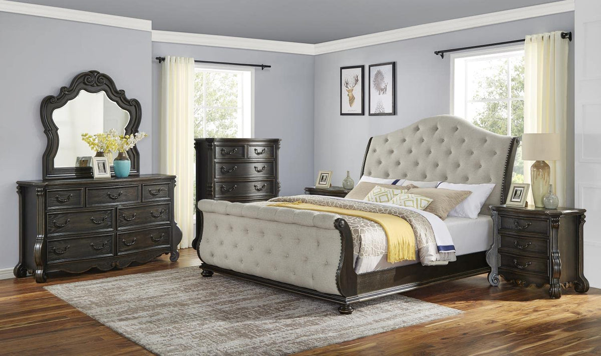 Steve Silver Rhapsody Multi-Step Molasses King Wood 6-Piece Sleigh Bedroom Set