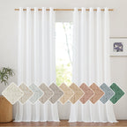 Nicetown White Linen Curtains 96 Inches Long, Grommet Thick Linen Flax Drapes Privacy Added With Light Filtering Room Divider Drapes For Bedroom/Sliding Door, W68 X L96, 2 Panels