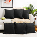 Coddsmz 6 Pack Decorative 100% Cotton Pillow Covers Square Cushion Cover Solid Diy Throw Pillowcase For Home Sofa Bedroom,Black,