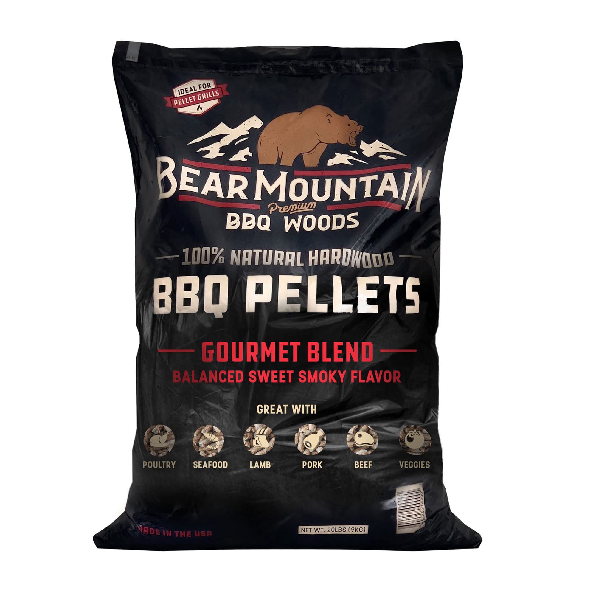 Bear Mountain Premium Woods 100% All Natural Hardwood Pellets, Gourmet Blend For Pellet Smokers, Or Any Outdoor Grill Rich, Smok
